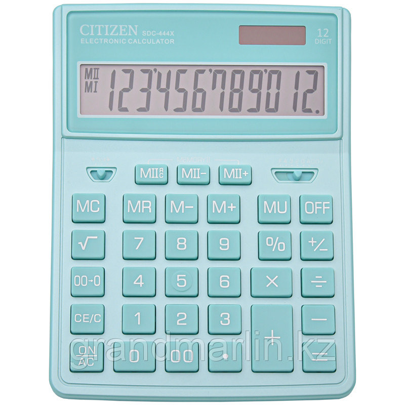 Калькулятор настольный Citizen SDC444XRGNE, 12 разрядов, двойное питание, 155*204*33мм, бирюзовый - фото 2 - id-p107441134