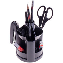 Набор настольный ErichKrause Mini Desk, 12 предметов, на вращающейся подставке, черный