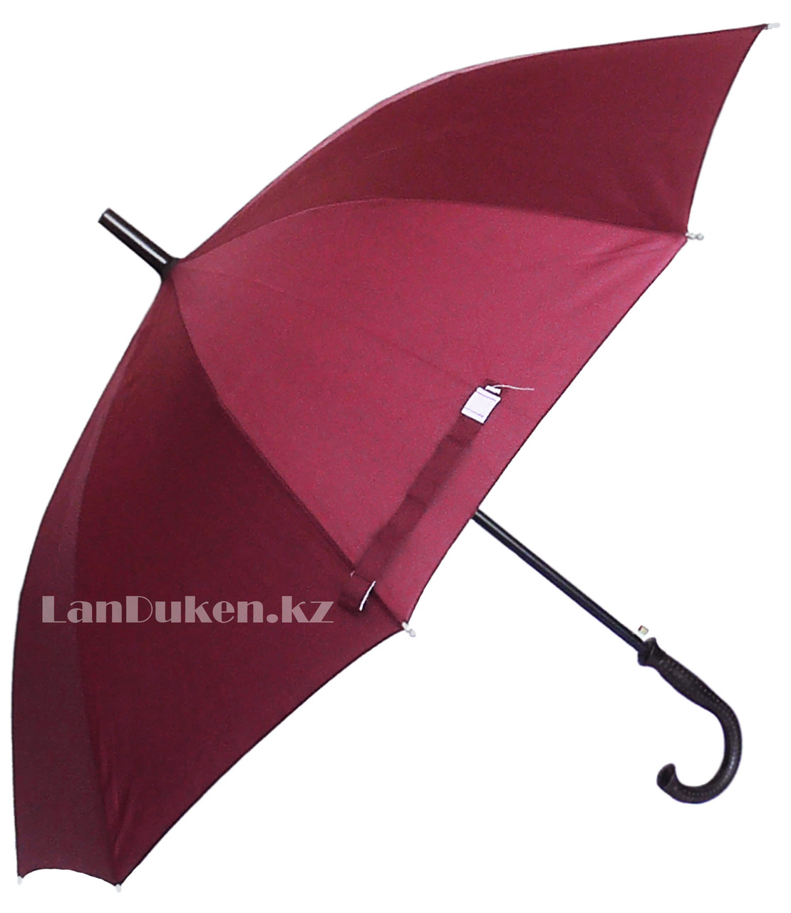 Мужской бордовый зонт-трость, зонт с деревянной ручкой