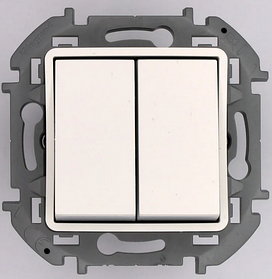 Переключатель 2 клавишный механизм белый INSPIRIA (вавьен)