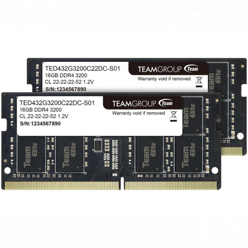 Оперативная память для ноутбука 32GB Kit (2x16GB) DDR4 3200Mhz Team Group ELITE PC4-25600 CL22 SO-DIMM