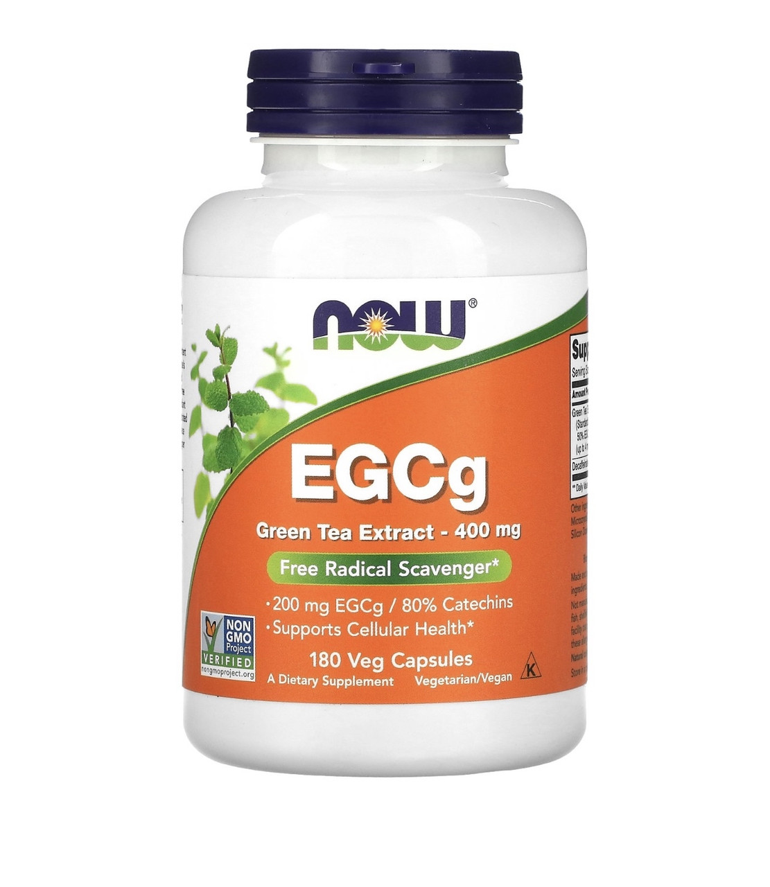 Now foods EGCg, экстракт зеленого чая, 400 мг, 180 растительных капсул - фото 1 - id-p107457876