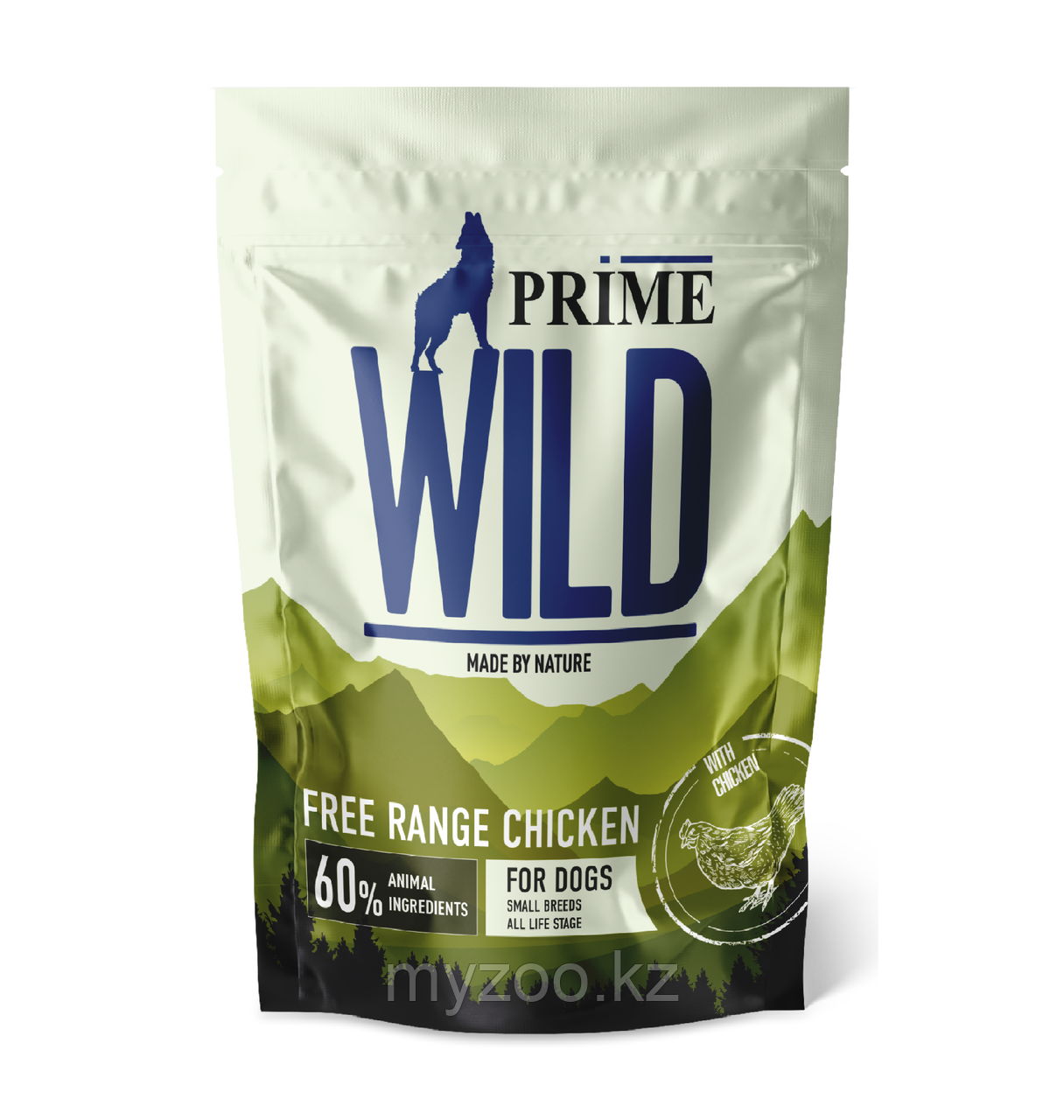 Prime Wild Grain Free FREE RANGE CHICKEN для собак мелких пород всех возрастов с курицей, 500гр
