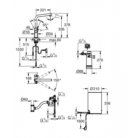 Grohe смеситель для мойки с функцией очистки Red II Duo L-Ausl Boiler M EU (30327001) - фото 2 - id-p107462720