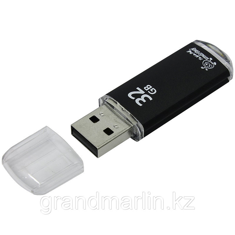 Память Smart Buy "V-Cut"  32GB, USB 2.0 Flash Drive, черный (металл.корпус)