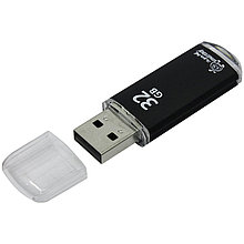 Память Smart Buy "V-Cut"  32GB, USB 2.0 Flash Drive, черный (металл.корпус)