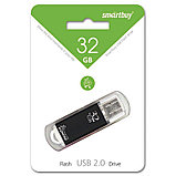 Память Smart Buy "V-Cut"  32GB, USB 2.0 Flash Drive, черный (металл.корпус), фото 3