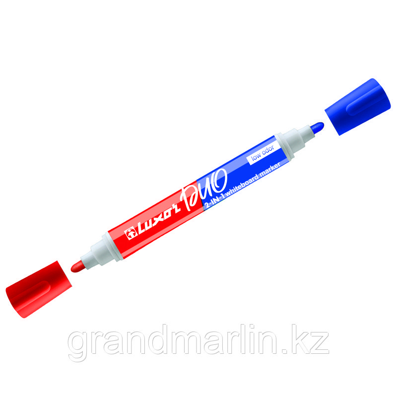 Маркер для белых досок двухсторонний Luxor "Duorite" синий/красный, пулевидный, 1-3мм - фото 1 - id-p105276856