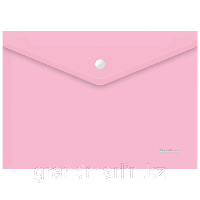 Папка-конверт на кнопке Berlingo "Starlight", А4, 180мкм, прозрачная розовая, индив. ШК