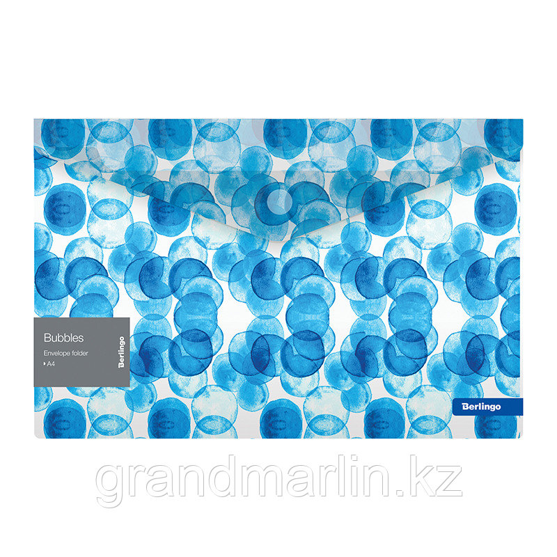 Папка-конверт на липучке Berlingo "Bubbles" А4, 180мкм, прозрачная, с рисунком, фото 1