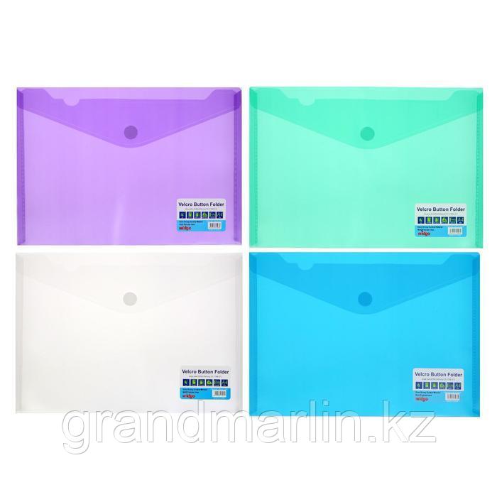 Папка на кнопке (липучке) А4, горизонтальная, МИКС, фото 1