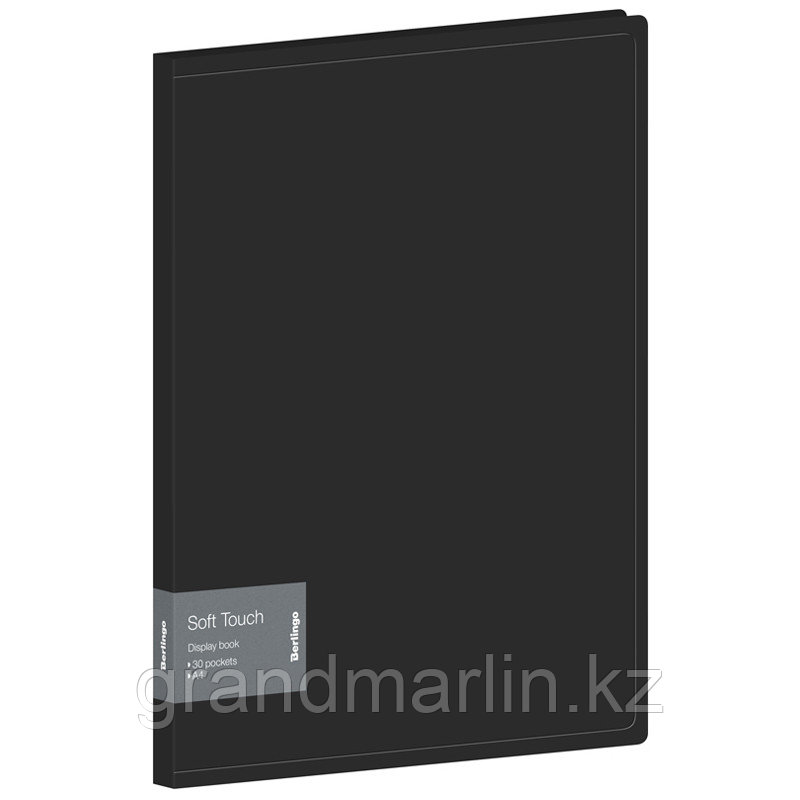 Папка с 30 вкладышами Berlingo "Soft Touch", 17мм, 700мкм, черная, с внутр. Карманом - фото 1 - id-p105276945