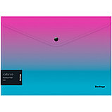 Папка-конверт на кнопке Berlingo "Radiance", 180мкм, розовый/голубой градиент, с рисунком, фото 2