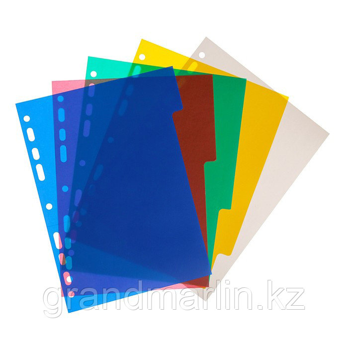 SРазделитель листов А5, 5 листов, без индексации, "Office-2020", цветной, пластиковый