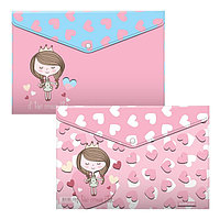 Набор из 4 папок-конвертов на кнопке пластиковых ErichKrause® Pastel Princess, A4, ассорти