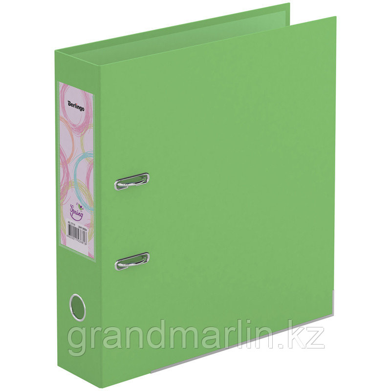 Папка-регистратор Berlingo Spring, 7 см, бумвинил, двухстор., с карманом, ниж. мет. кант, фисташковы, фото 1