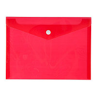 Папка-конверт на кнопке А5, 180 мкм, Calligrata, полупрозрачная, красная