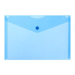 Папка-конверт на кнопке А5, 180 мкм, Calligrata, полупрозрачная, синяя