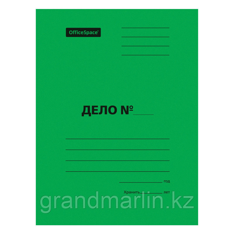 Папка-скоросшиватель картон мелованный OfficeSpace "Дело" А4, 300 гр, зеленый, до 200л.