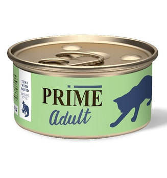 Prime ADULT консервы для кошек тунец с кальмаром в собственном соку, 70гр