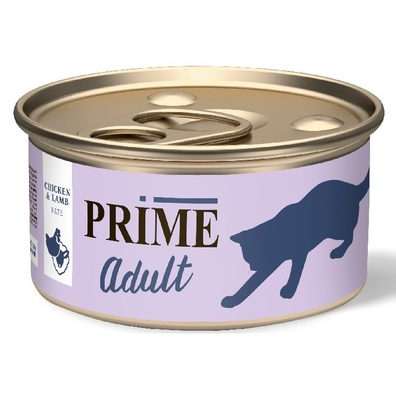 Prime ADULT консервы для кошек паштет с курицей и ягненком, 75гр