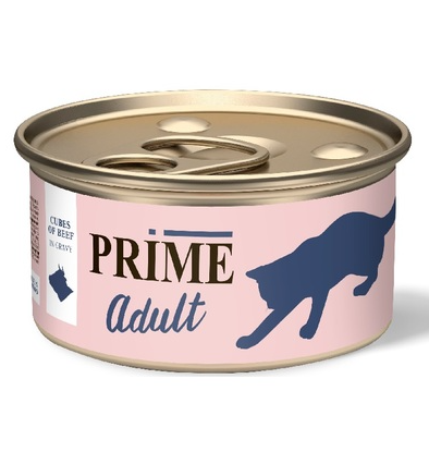 Prime ADULT консервы для кошек говядина кусочки в соусе, 75гр