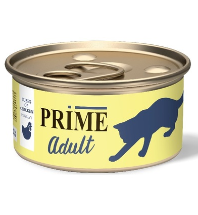 Prime ADULT консервы для кошек курица кусочки в соусе, 75гр