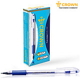 Ручка гелевая Crown "Hi-Jell Grip" синяя, 0,5мм, грип, фото 6