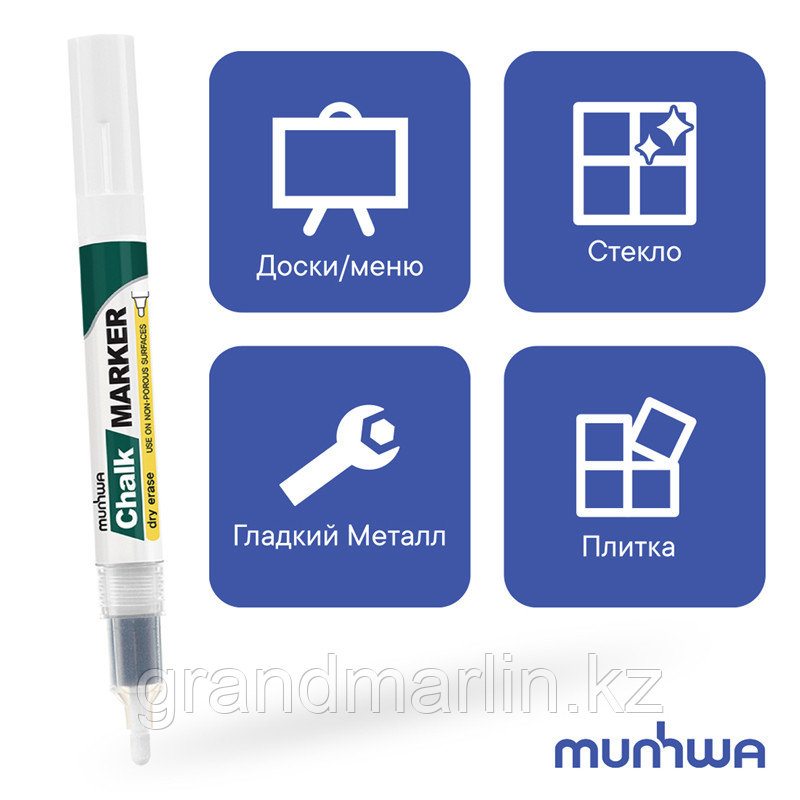 Маркер меловой MunHwa "Chalk Marker" белый, 3мм, спиртовая основа, пакет - фото 7 - id-p107464892