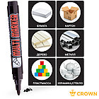 Маркер перманентный Crown "Multi Marker" черный, пулевидный, 3мм, фото 4