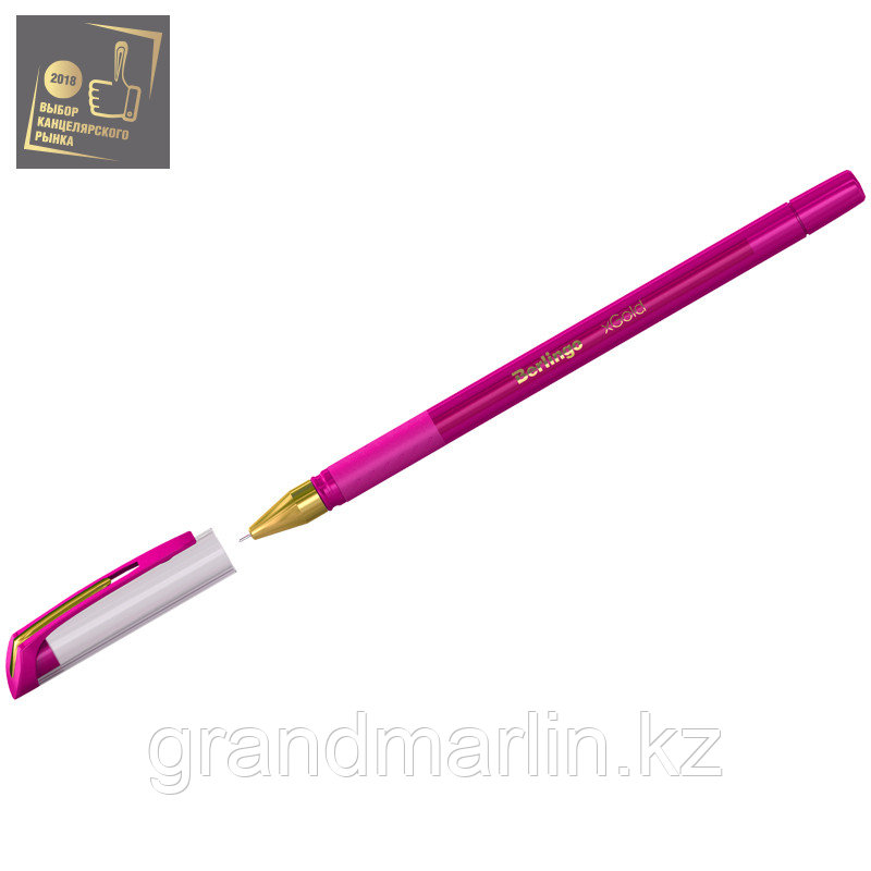 Ручка шариковая Berlingo "xGold" розовая, 0,7мм, игольчатый стержень, грип - фото 2 - id-p107465219