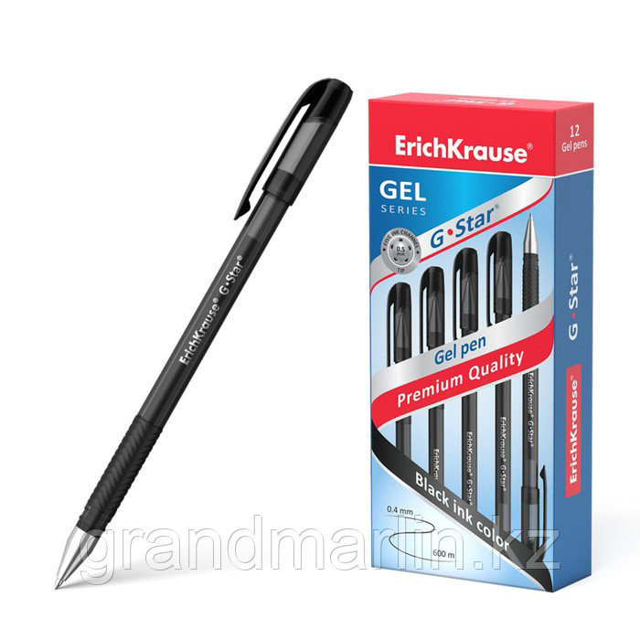 Ручка гелевая ErichKrause G-Star® Stick&Grip Original 0.5, цвет чернил черный (в коробке по 12 шт.) - фото 2 - id-p107464642