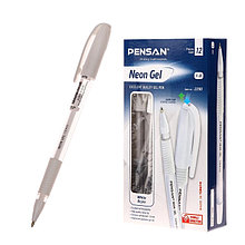 SРучка гелевая Pensan Neon Gel, чернила неоново-белые, узел 1 мм, линия письма 0,5 мм