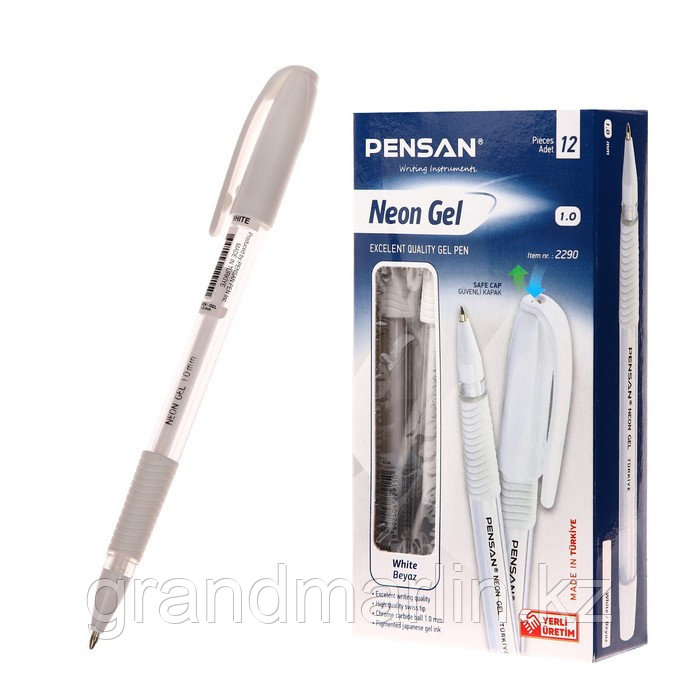 Ручка гелевая Pensan Neon Gel, чернила неоново-белые, узел 1 мм, линия письма 0,5 мм - фото 1 - id-p107464647