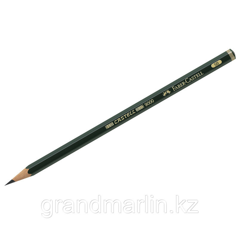 Карандаш чернографитовый Faber-Castell 9000, твердость 5B, зеленый корпус, фото 1