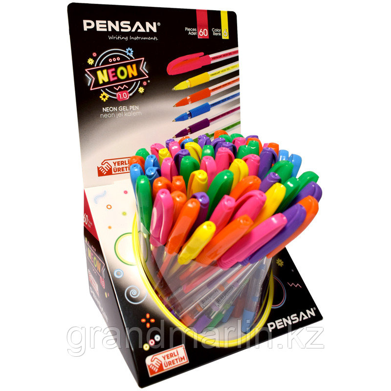 Ручка гелевая PenSan "Neon Gel", ассорти, неоновые чернила, 1мм, грип, дисплей - фото 1 - id-p107465077