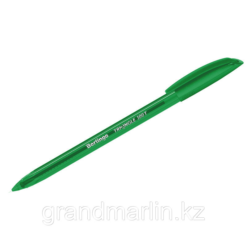 Ручка шариковая Berlingo "Triangle 100T" зеленая, 0,7мм, трехгран., игольчатый стержень - фото 1 - id-p107465200