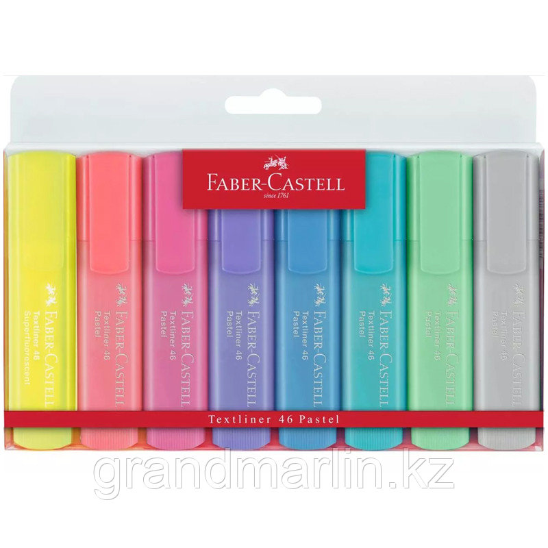 Набор текстовыделителей Faber-Castell "46 Pastel+Superfluorescent" 8 цв., 1-5мм, пластик. уп., европ - фото 1 - id-p107465008