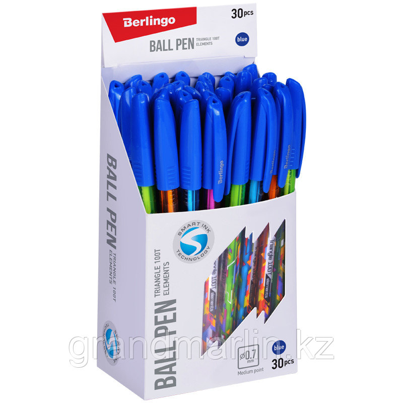 Ручка шариковая Berlingo "Triangle 100T Elements" синяя, 0,7мм, трехгран., игольчатый стержень - фото 3 - id-p107465199