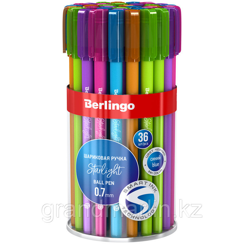 Ручка шариковая Berlingo "Starlight", синяя, 0,7мм, игольчатый стержень, прорезиненный корпус ассорт - фото 2 - id-p107465198