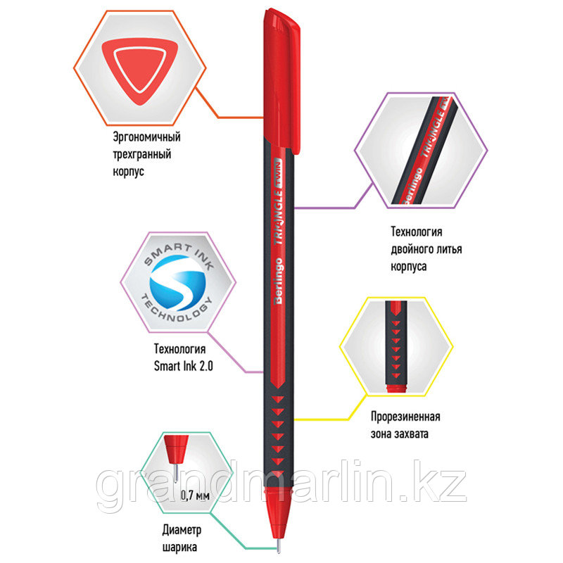 Ручка шариковая Berlingo "Twin", красная, 0,7, игольчатый стержень - фото 3 - id-p107465211
