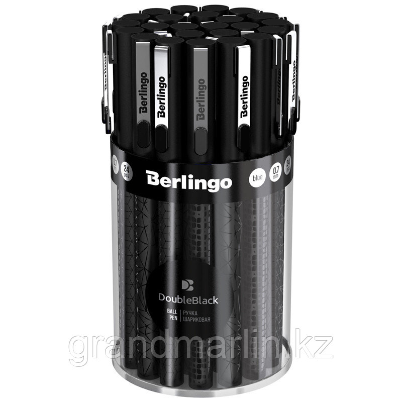 Ручка шариковая Berlingo "DoubleBlack" синяя, 0,7мм, игольчатый стержень - фото 3 - id-p107465180