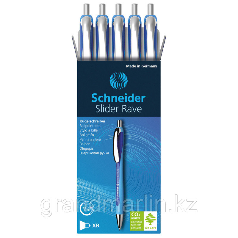 Ручка шариковая автоматическая Schneider "Slider Rave" синяя, 1,4мм - фото 2 - id-p105277025
