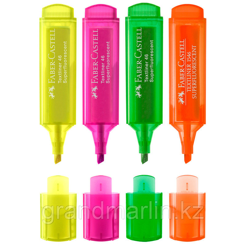 Набор текстовых маркеров Faber-Castell, 4 цвета в уп, 1-5мм, флуоресцентный, скошенный наконечник - фото 2 - id-p107465023