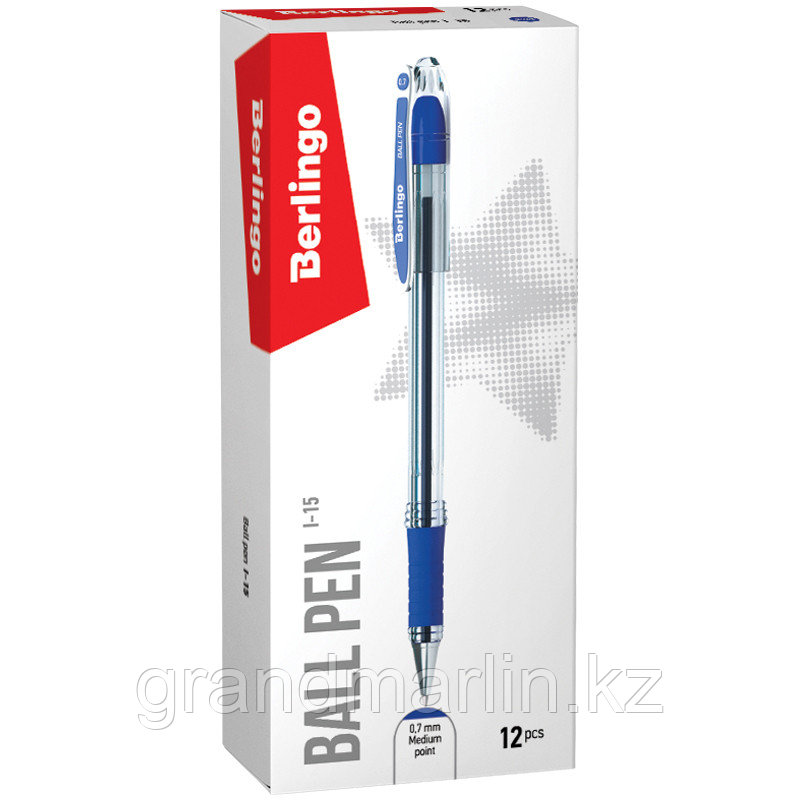 Ручка шариковая Berlingo I-15 0,7 мм, с резиновым упором для пальцев, синяя - фото 2 - id-p107465225