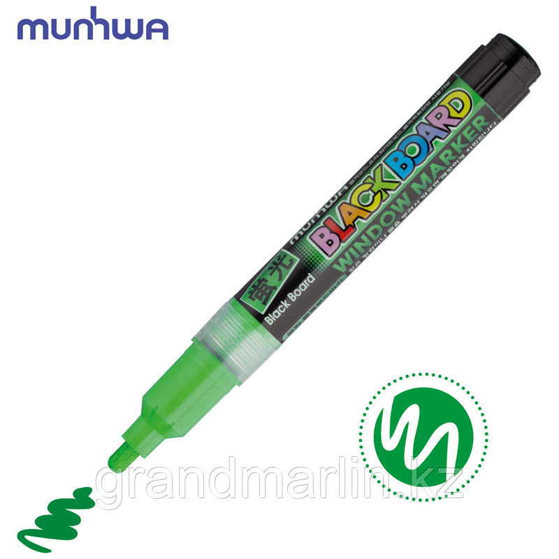 Маркер меловой MunHwa "Black Board Marker" зеленый, 3мм, водная основа - фото 2 - id-p107464890