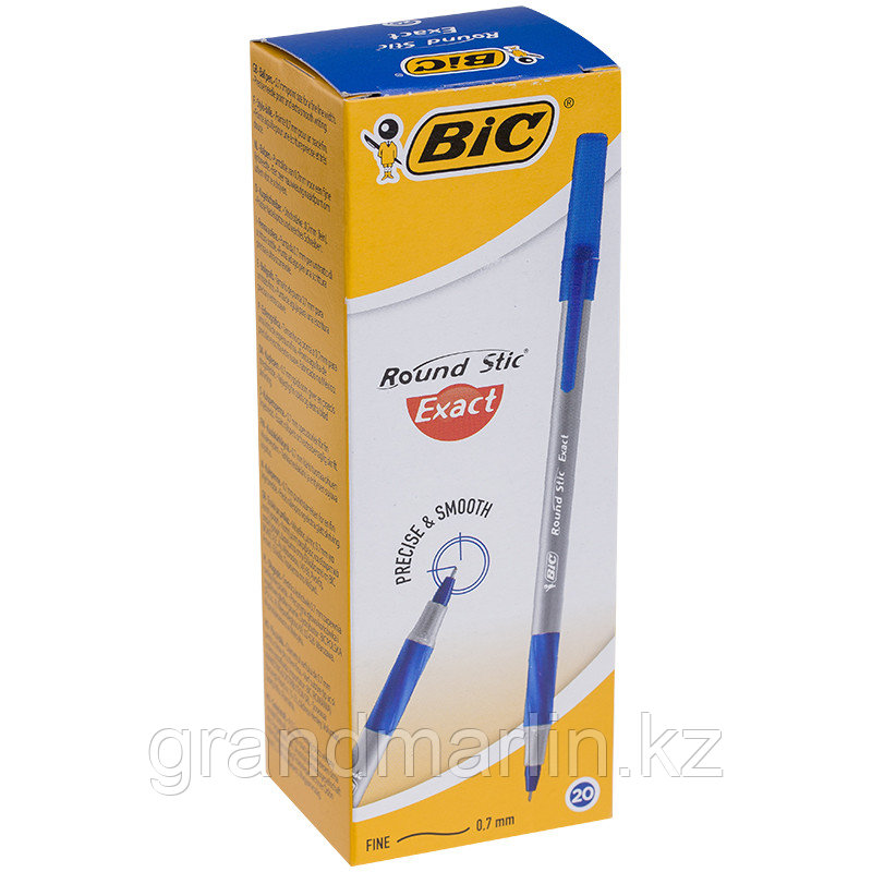 Ручка шариковая Bic Round Stic Exact 0,7мм, с резиновым упором для пальцев, синяя - фото 3 - id-p107465248