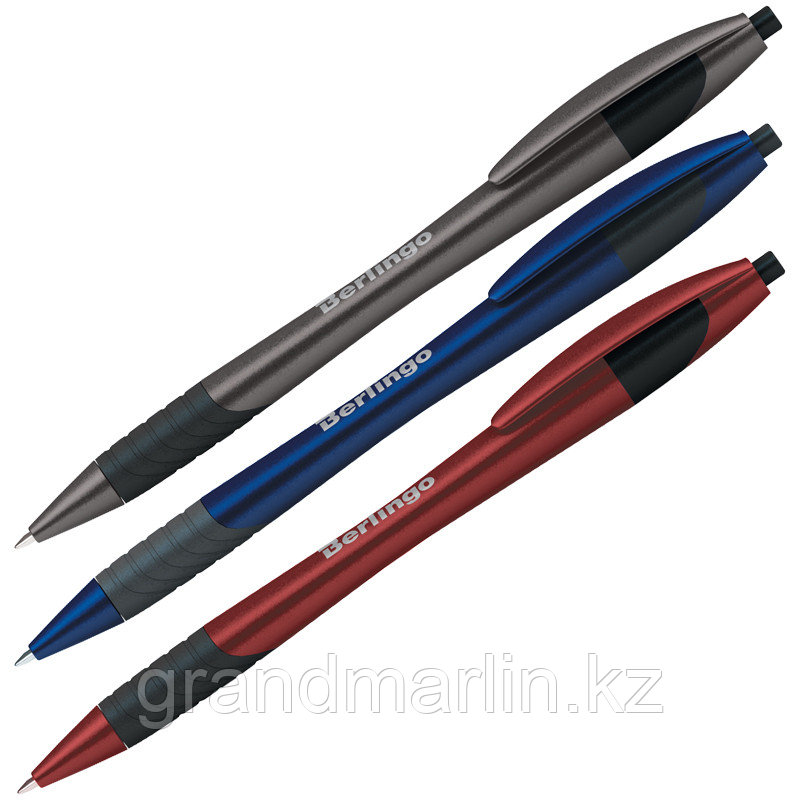 Ручка шариковая автоматическая Berlingo Metallic XL 0,7мм, синяя, корпус ассорти