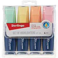 Набор текстовых маркеров Berlingo HP200, 4 цвета в уп, пастельные цвета, 1-5мм, скошенный наконечник