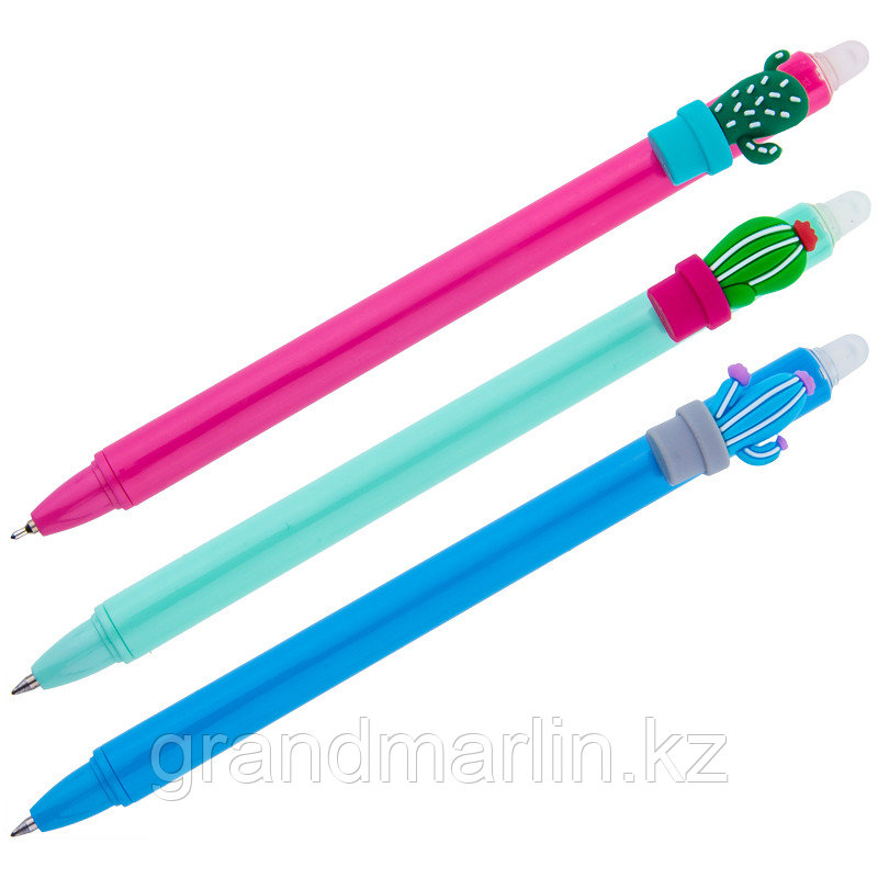 Ручка гелевая стираемая автоматическая MESHU "Cactus" синяя, 0,5мм, корпус ассорти - фото 1 - id-p107465111